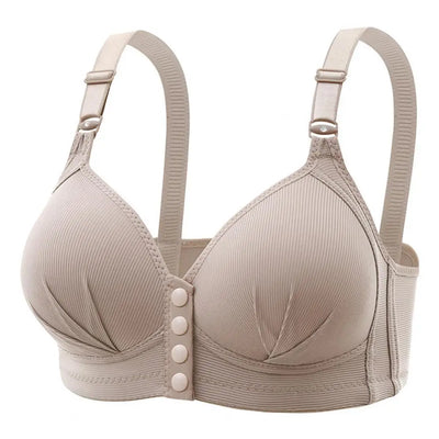 Breathable Bra Front Button Closure Push Up Bra for Women with Adjustable Straps Plus Size Support No Wire Design for Ladies