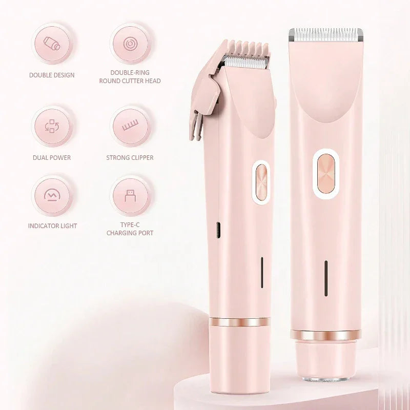 1pc epilator Bikini Trimmer For Women Double Head Electric Shaver Rechargeable 2-In-1 Body Facial Hair Removal For Underarm Legs