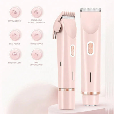 1pc epilator Bikini Trimmer For Women Double Head Electric Shaver Rechargeable 2-In-1 Body Facial Hair Removal For Underarm Legs