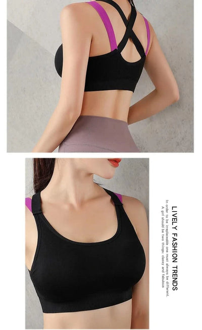 Women's Fashion Back Sports Bra Women Running Fitness Shockproof Underwear Moisture Wicking Quick Drying Sports Undershirt