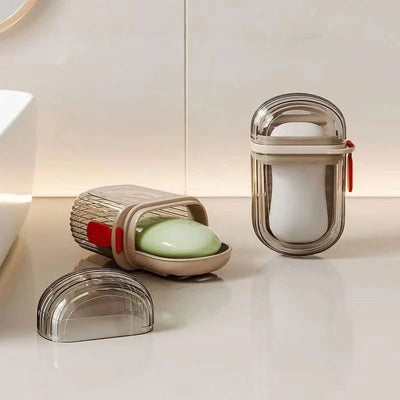 Soap Dish with Drain WaterLuxury Travel Soap Case Sealed Portable Container Mini Soap Box Compact Storage for Business Trips