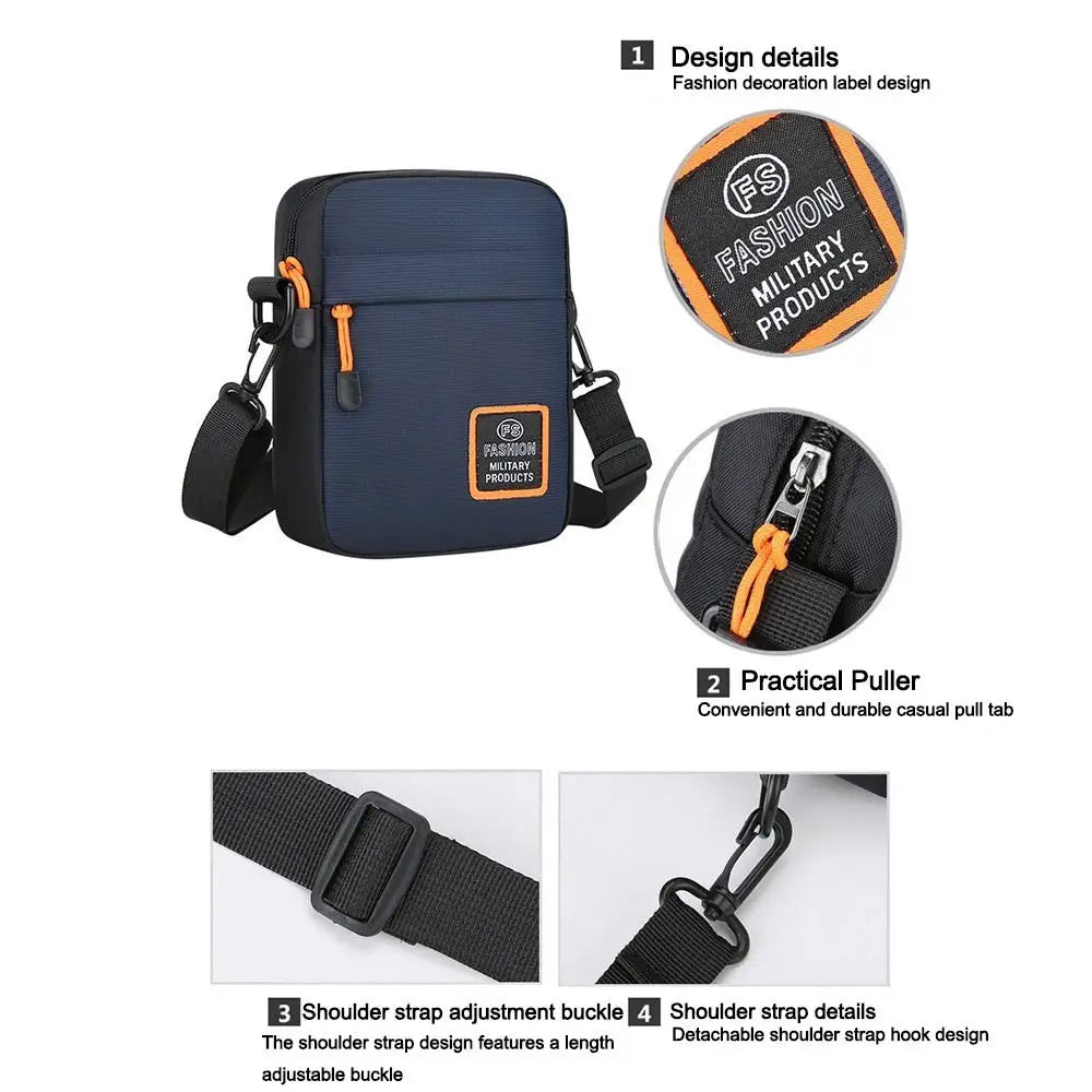 Men's Business Shoulder Bag Casual Man's Messenger Bag Durable Male Handbag Waterproof Oxford Cloth Bag Mini Mobile Phone Bags