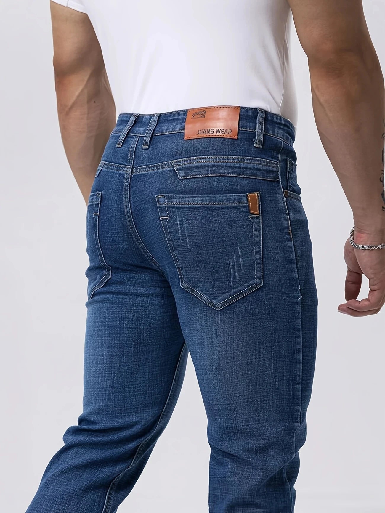 2025 New Business Men's Jeans Casual Straight Stretch Fashion Classic Blue  Work Denim Trousers Male Brand Clothing 29-40size