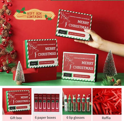 Christmas Colorful  Long-Lasting Water Resistant Lipsticks Lip Gloss Set Woman Makeups