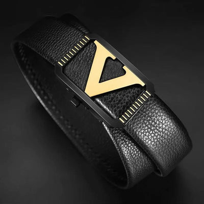 Men's Designer High quality Genuine Leather Belts Letter 'V' | Classic Exquisite Waist Strap