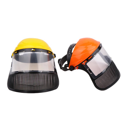 Safety Helmet Hat with Full Face Mesh Protective Mask for Garden Grass Trimmer Logging Brush Cutter Forestry Protection