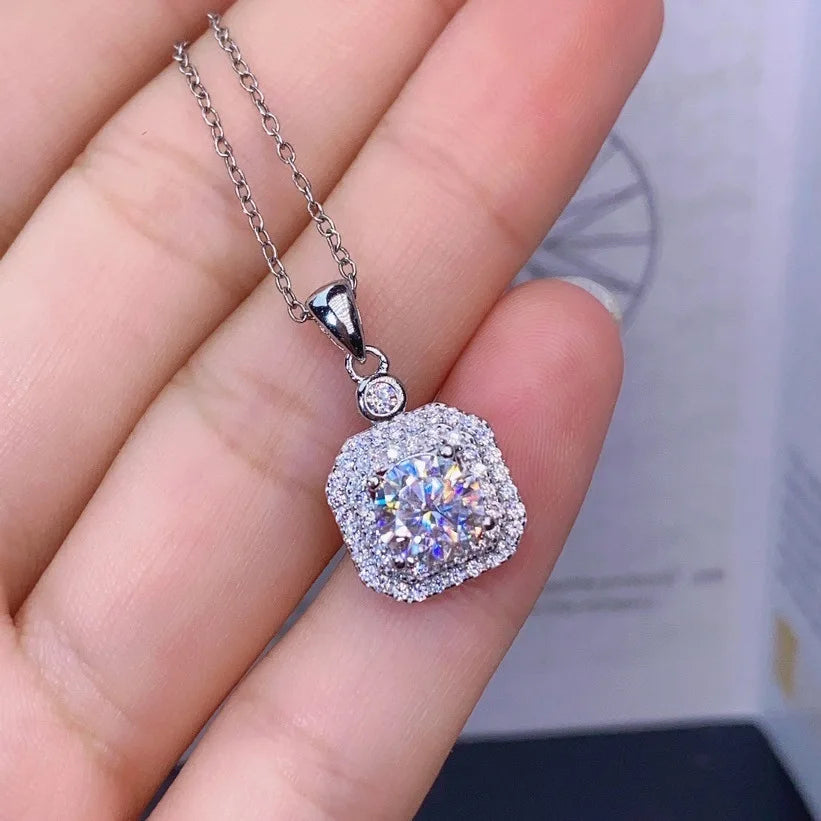 2ct Lab Diamond Solitaire Pendant Necklace 925 Sterling Silver Choker Statement Necklace Women Silver 925 Jewelry With Box Chain