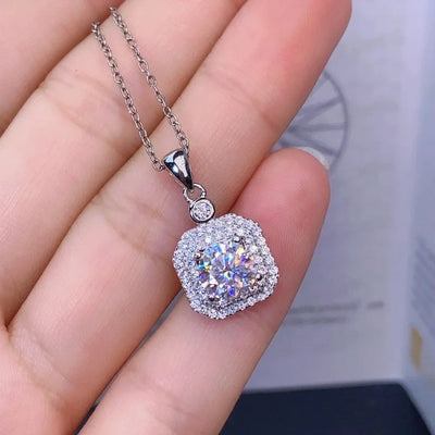 2ct Lab Diamond Solitaire Pendant Necklace 925 Sterling Silver Choker Statement Necklace Women Silver 925 Jewelry With Box Chain