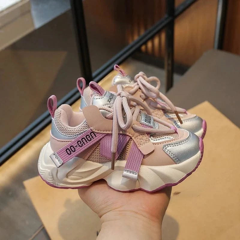 Children's Sports Shoes 2024 Spring and Autumn New Girls Fashion Casual Wear-Resistant Student Mesh Breathable Running Shoes