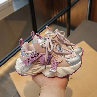 Children's Sports Shoes 2024 Spring and Autumn New Girls Fashion Casual Wear-Resistant Student Mesh Breathable Running Shoes
