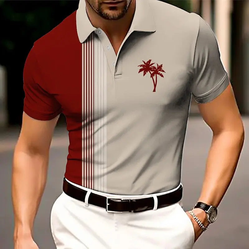 Fashion Men's Striped Trend Polo T-Shirts Summer Short Sleeve Breathable 3d Print Street POLO Tee 6XL Big Size Beach Casual Tops