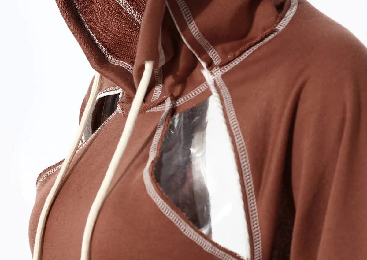 Women Hooded Sweatshirt Color Clashing Bright Line Short Top Ladies Fashion Layering Hoodie Long Sleeved tops New