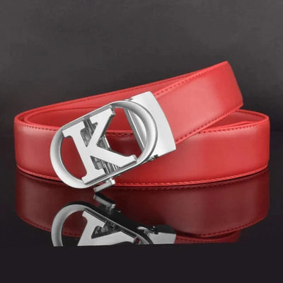Men Fashion K Letter High quality Genuine Leather  Designer Belts | Male Waist Strap
