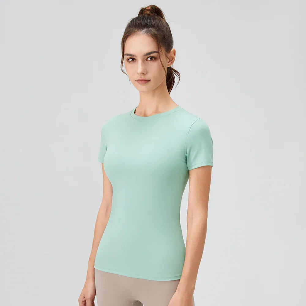 2024 Women Sports Shirt Tight Yoga top Quick Dry Gym Top Outdoor Short Sleeve Running Sportswear Women T-shirts - Elanique