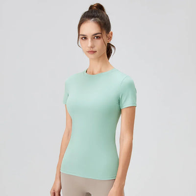 2024 Women Sports Shirt Tight Yoga top Quick Dry Gym Top Outdoor Short Sleeve Running Sportswear Women T-shirts - Elanique