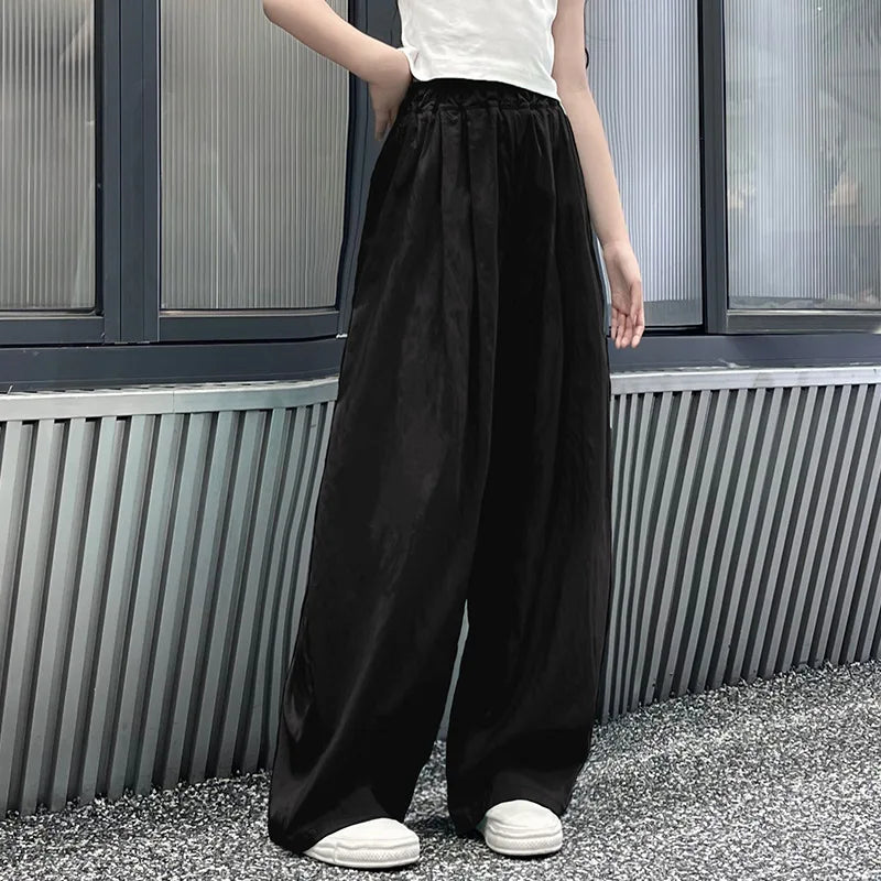Teens Girls Casual Pants Summer Loose Cool Wide Leg Pants for Kids Daily All-match Thin Children Beach Trousers 8 10 12 14 Years