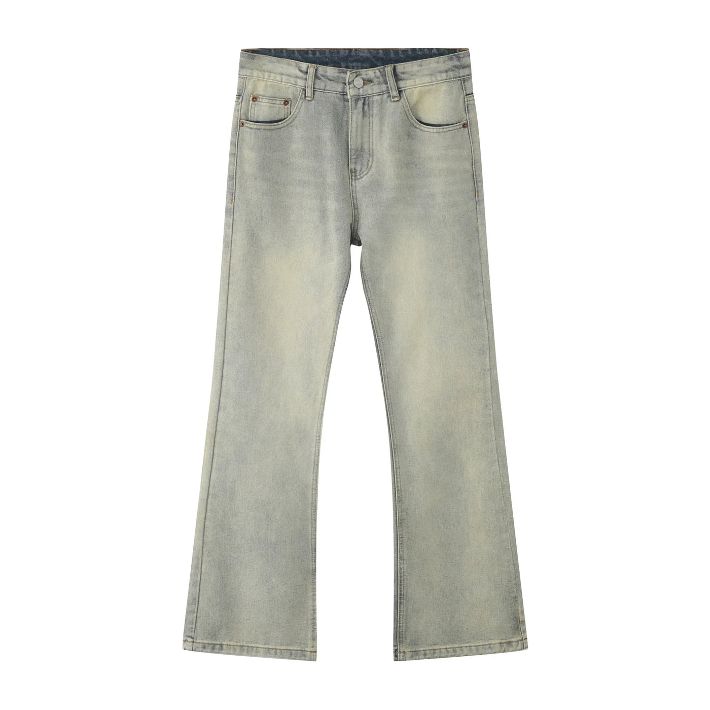 Jeans Denim Pants Men Long Flare Pant Straight Trousers High Waist Casual Regular Pockets Slim Fit Splice Simple Autumn 2024