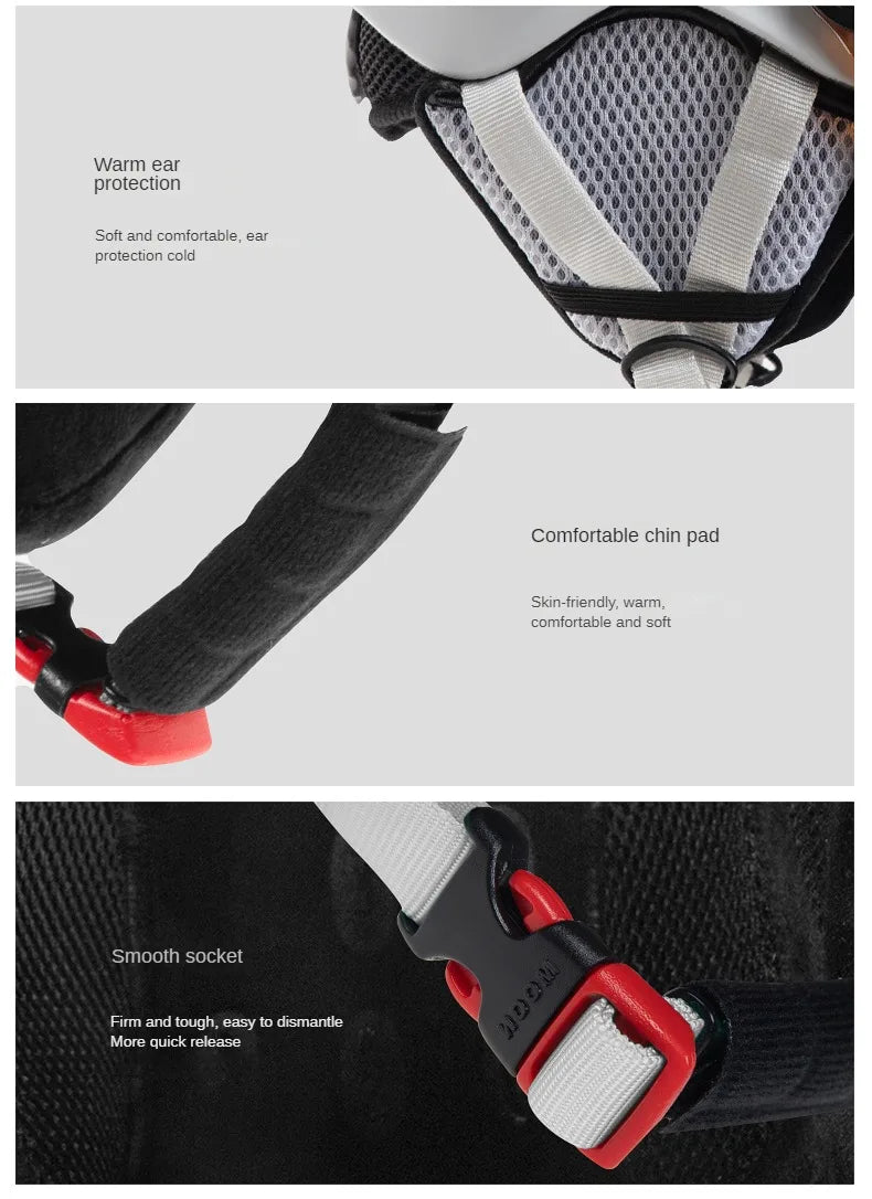 Motorcycle Helmet CE/ASTM Certified One-Piece PC+EPS Helmet with Goggles, Suitable for Skiing, Snowboarding, Outdoor Sports