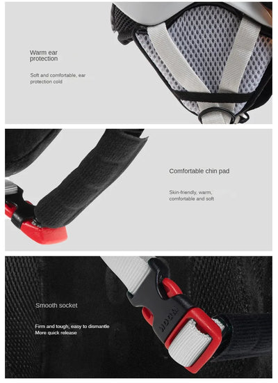 Motorcycle Helmet CE/ASTM Certified One-Piece PC+EPS Helmet with Goggles, Suitable for Skiing, Snowboarding, Outdoor Sports