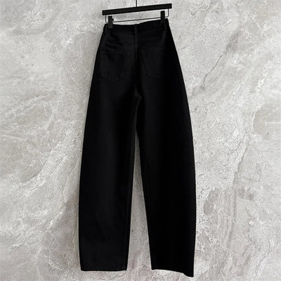 Women's pants 2025 autumn new high waisted slim women's jeans pure cotton straight leg pants  Wide leg pants curved knife jeans