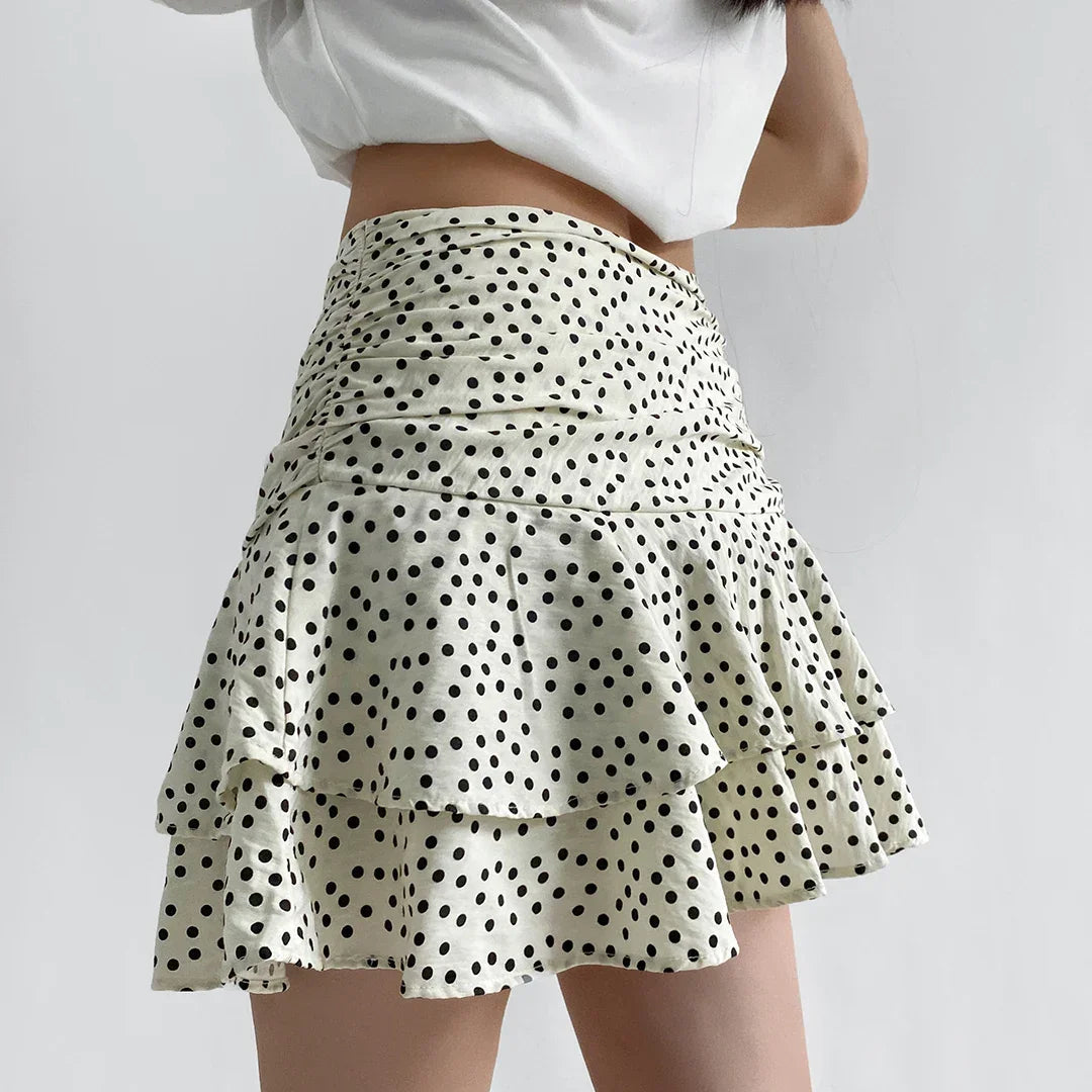 Women's Tiered Ruffle Skirt - High-Low Hem Flowy Layered Mini Skirt Spring Summer