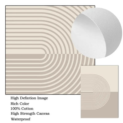 Modern Minimalist Wall Art Abstract Beige Lines Canvas Poster Painting Boho Print Wall Pictures Bedroom Living Room Home Decor