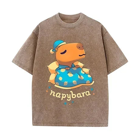 Printed T-shirt for Men and Women 2025 100% Cotton Soft Loose Casual Short Sleeved Animal Pattern T-shirt Cute Animal Fun Top