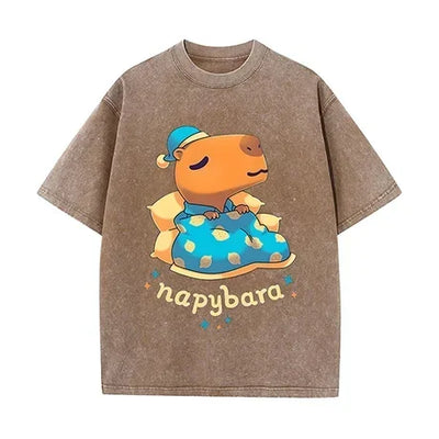 Printed T-shirt for Men and Women 2025 100% Cotton Soft Loose Casual Short Sleeved Animal Pattern T-shirt Cute Animal Fun Top