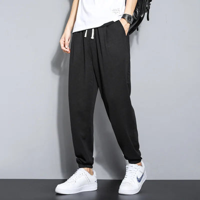 Men's Cotton and Linen Trousers Harem Pants Cuffed Fashion Trousers Linen Slim Pants Beach Pants Joggers Streetwear Loose Pants
