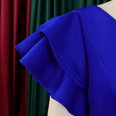 Elegant Party Dresses for Women V Neck Ruffles Sleeve High Waisted A Line Mid Calf Luxury Birthday Dinner Vestidos Mujer Dress