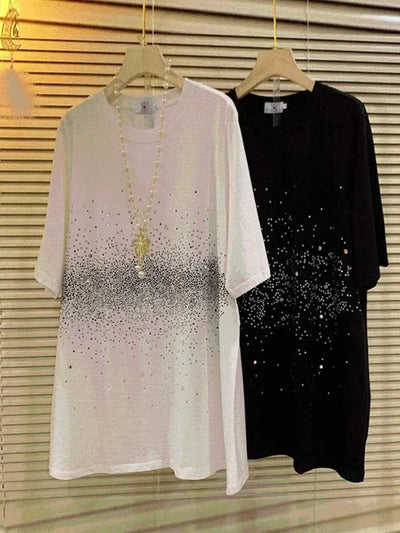 Shirts for Women Summer Oversized Tshirts Y2k Tops Chic Diamond Fashion Tees O-neck Short Sleeve T Shirts 2025 Ropa Mujer 27w414