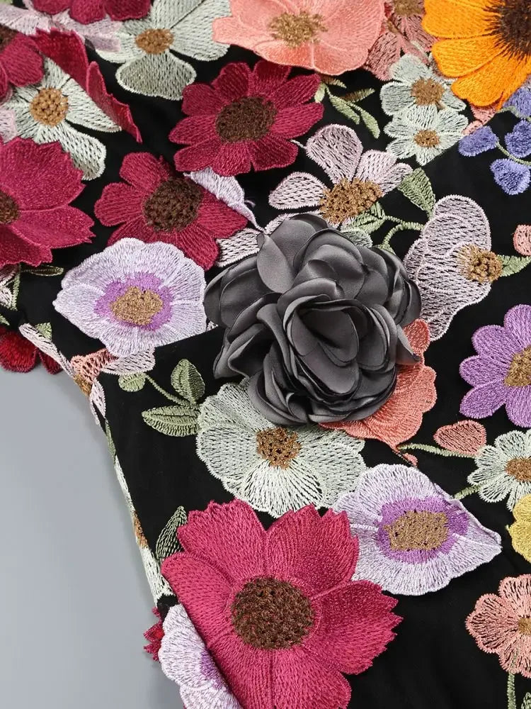 Luxury Dresses Women 2025 Summer Prom Gown New Bodycon Mini Party Dress Retro Embroidered Flower Evening Gowns Brithday Outfits
