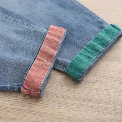 High waisted Jeans for women 2025 Spring Autumn New Korean version Loose Embroidered patch fabric Nine point Harem Pants Female