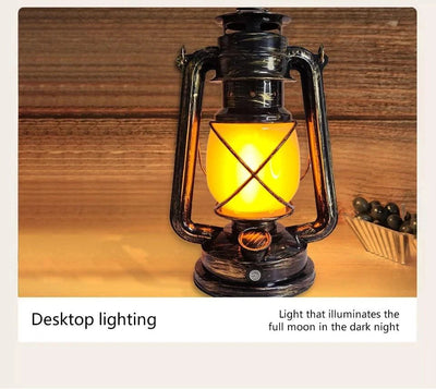 Retro Portable LED Night Light 3 Lighting Modes Horse Lantern Lamp Rechargeable Hanging Camping Lights for Travel Desktop Decor