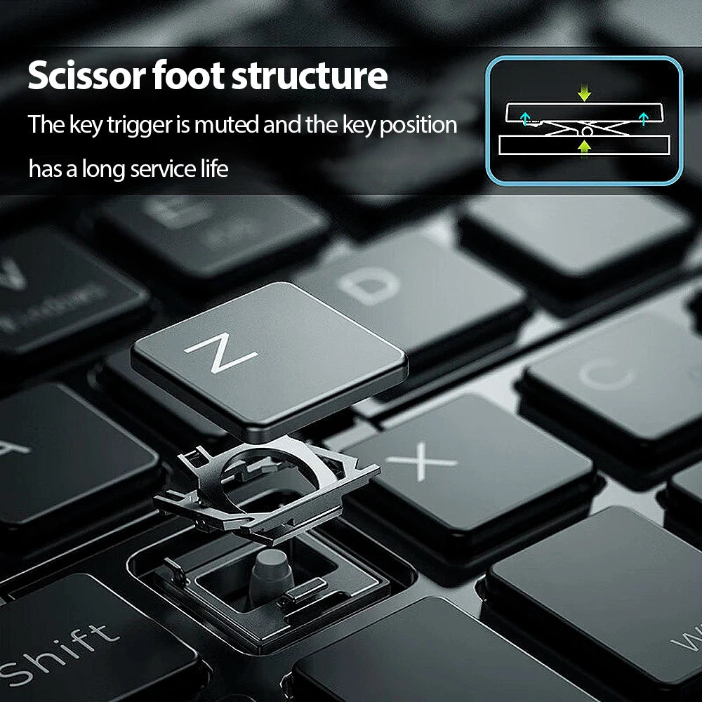 Dual-Foldable Phone Keyboard Bluetooth 5.1 Mini Rechargeable Wireless Keyboard For Windows Android IOS Laptop Phone Accessories