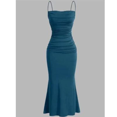 Women's Dress 2025 Spring Summer Elegant Party Fitting Slim Spaghetti Strap Mermaid Hem Maxi Fashion Lady Party Dresses Vestidos