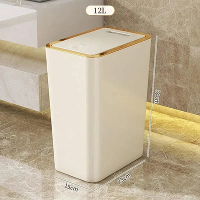 Trash Can with Lid Semi Automatic Large Capacity Garbage Bin Toilet Living Kitchen Bedroom Press Plastics Trash Bin Home Items