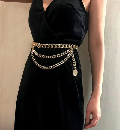Designer Retro Tassel Chain  Metal Belt For Women| Punk Fringe Waist Dress Female |Silver Gold | Ladies