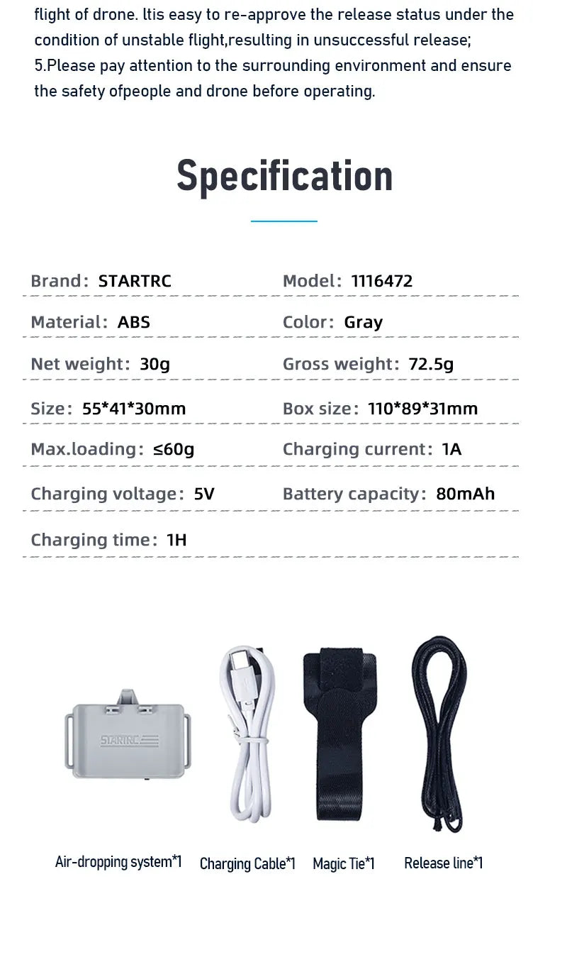 STARTRC Drone Airdrop System For DJI Air 3S/Mini 4 Pro/Mini 3/Mavic 3/Air 2S/Mavic 2/Mini 2 SE Air-dropping Thrower Gift Deliver