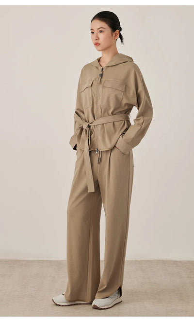 KL7523369 Women's Wide Leg Lounge Pants Cotton Blend Drawstring Waist Casual Fall Clothing