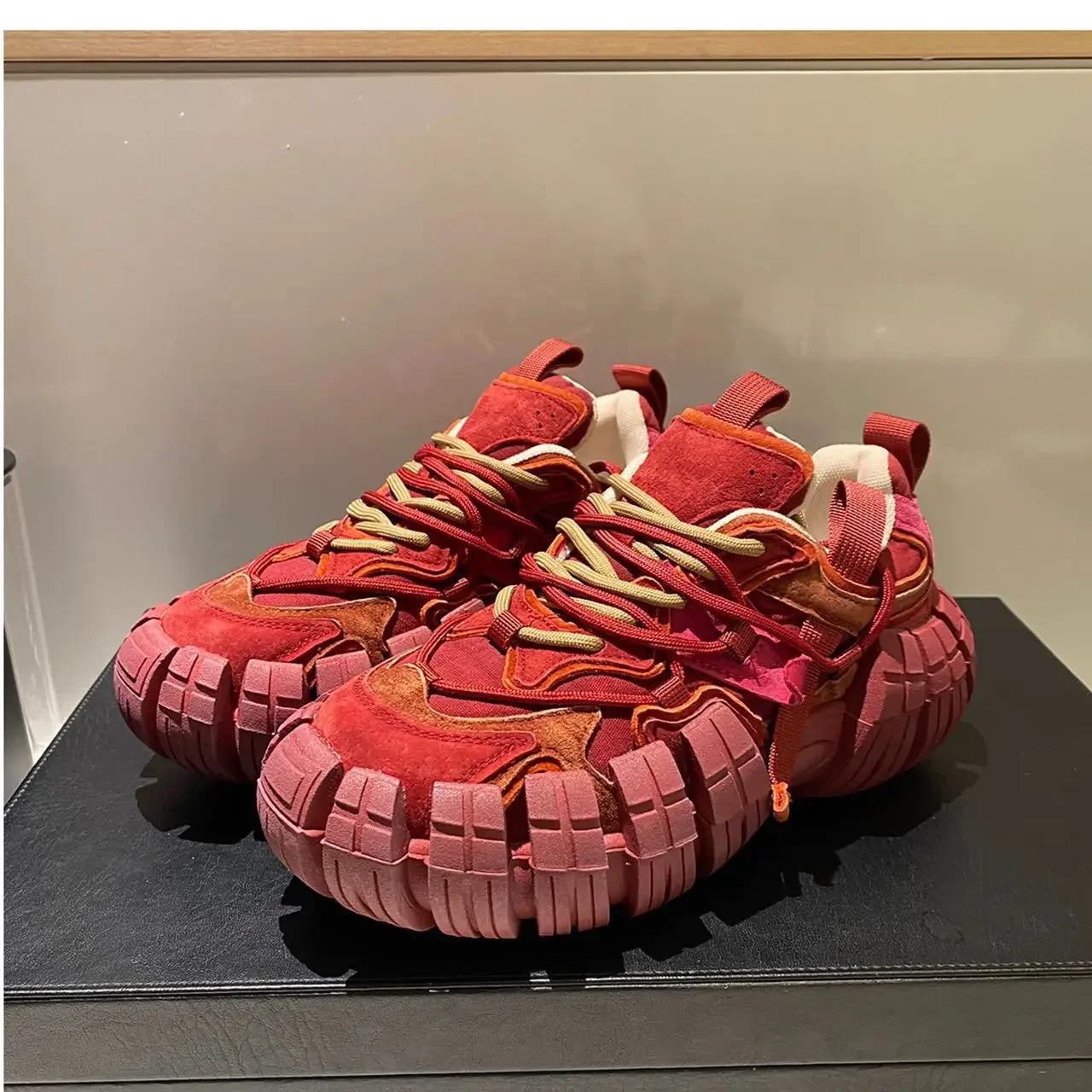 Chunky Sneakers for Women Fashion Platform White Leather Casual Dad Shoes Comfortable Wedge Walking Sport Sneakers