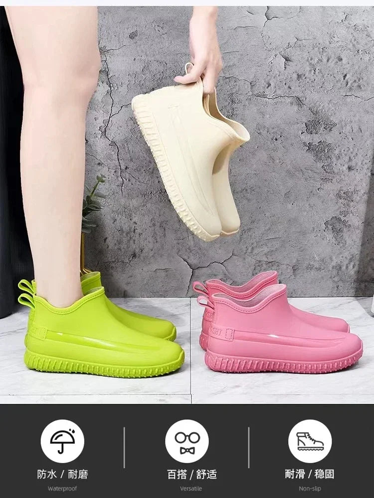 Women's Rain Boots Are Fashionable, Lightweight, Thick Soled, Wear-resistant, Rainproof, and Slip Resistant When Worn Externally