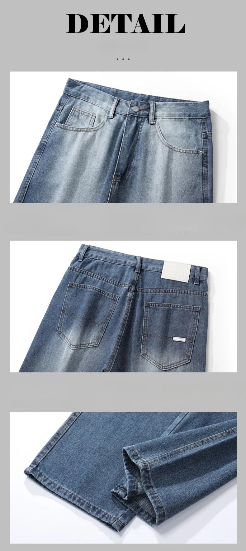 Men Designer Jeans Autumn New Embroidered Label Gradient Fashion Trousers Denim Male Korean Wide Straight Casual Pants
