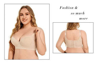 Women Full Coverage Push Up Bra Underwire Sculpting Uplift Shapewear Deep Cup T Shirt Bra Hide Back Fat Smoothing Brassiere