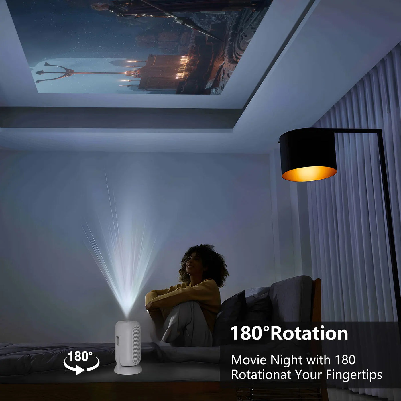 Portable Mini  Android Projector Support 4K  1080p Integrated 90°Adjustable Stand Hight Adjustment WiFi Bluetooth  ,Model:TS6