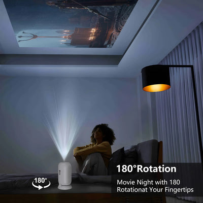 Portable Mini  Android Projector Support 4K  1080p Integrated 90°Adjustable Stand Hight Adjustment WiFi Bluetooth  ,Model:TS6