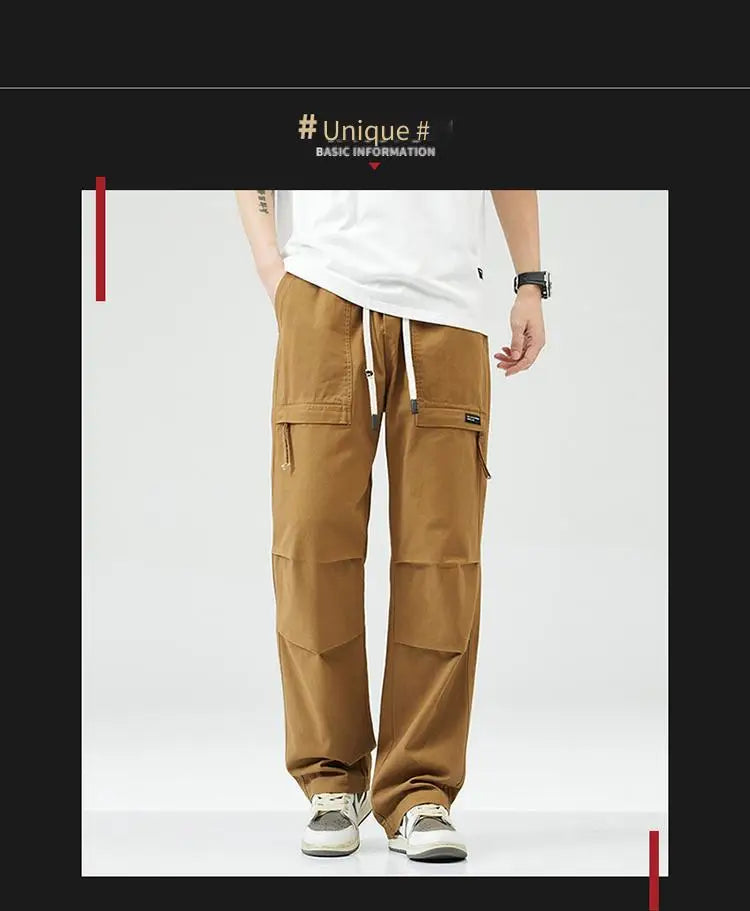 Trousers Male Y2k American Casual Multi-bag Loose Straight Trousers Sport Men's Clothing Male Jeans Pants New in Pants Man Set