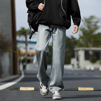 2025 New Men's Baggy Casual Jeans Male High Street Straight Leg Denim Pants American Classic Retro Autumn Casual Long Trousers