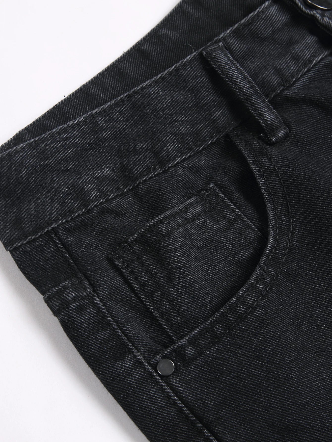 Men's Jeans Black High Street Fashion Embroidered Straight Leg Mid Rise Casual Denim Pants for All Seasons