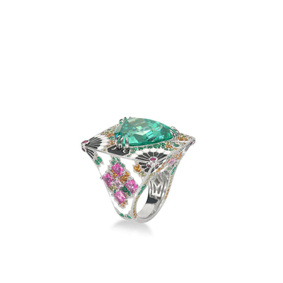 ZOCA Free Delivery Paraiba Iced Cut Half Band Certified Original Silver 925 Flower Ring New Designer Luxury Rings for Women
